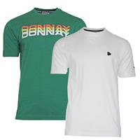 Donnay Donnay Heren - 2-Pack - T-Shirt Daks + Vince - Bosgroen & Wit