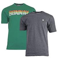 Donnay Donnay Heren - 2-Pack - T-Shirt Daks + Vince - Bosgroen & Donkergrijs