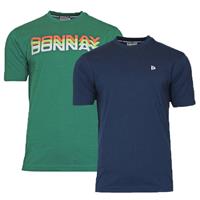 Donnay Donnay Heren - 2-Pack - T-Shirt Daks + Vince - Bosgroen & Navy