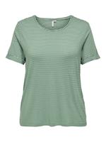 Only Carmakoma T-Shirt, Streifen, Kurzarm, Rundhals-Ausschnitt, casual, für Damen, grasgrün/weiß