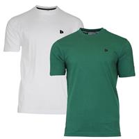 Donnay Donnay Heren - 2-Pack - T-Shirt Vince - Wit & Bosgroen