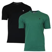 Donnay Donnay Heren - 2-Pack - T-Shirt Vince - Zwart & Bosgroen