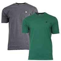 Donnay Donnay Heren - 2-Pack - T-Shirt Vince - Donkergrijs & Bosgroen