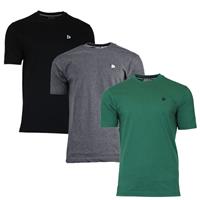 Donnay Donnay Heren - 3-Pack - T-Shirt Vince - Zwart/Donkergrijs/Bosgroen