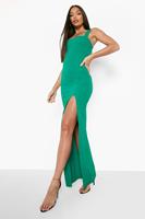 Boohoo Tall Square Neck Side Split Maxi Dress, Emerald