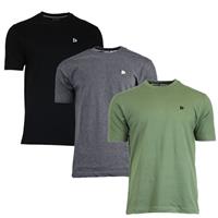 Donnay Donnay Heren - 3-Pack - T-Shirt Vince - Zwart/Donkergrijs/Legergroen