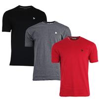 Donnay Donnay Heren - 3-Pack - T-Shirt Vince - Zwart/Donkergrijs/Rood