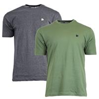 Donnay Donnay Heren - 2-Pack - T-Shirt Vince - Donkergrijs & Legergroen