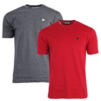 Donnay Donnay Heren - 2-Pack - T-Shirt Vince - Donkergrijs & Rood