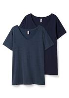 Sheego T-Shirt im Doppelpack, mit V-Ausschnitt