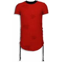 Justing T-shirt Korte Mouw  Destroyed Look Ribbon Long Fit