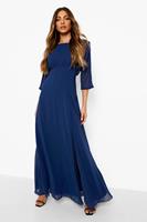 Boohoo Gedrappeerde Maxi Jurk Met Losse Rug Col, Navy