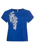 Sheego T-Shirt mit U-Boot-Ausschnitt und Kontrastdruck