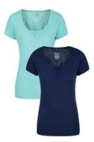 Mountain Warehouse Agra gerafftes T-Shirt für Damen, Multipack - Mintgrün