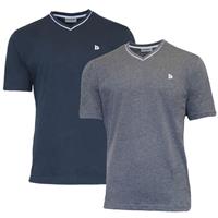 Donnay Donnay Heren - 2-Pack - T-Shirt Jason - Donkerblauw & Donkergrijs