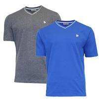 Donnay Donnay Heren - 2-Pack - T-Shirt Jason - Donkergrijs & Korenblauw