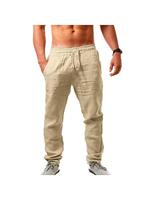 BERRYLOOK Men's Linen Pants Men's Hip-hop Breathable Cotton And Linen Trousers Trend Solid Color Casual Pants