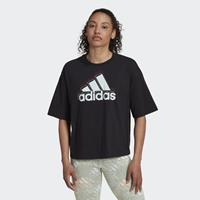 adidas Essentials Multi-Colored Logo Loose Fit Cropped T-Shirt Schwarz