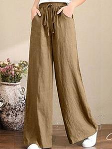 BERRYLOOK Literary Cotton And Linen Loose Wide-Leg Pants