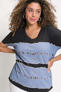 Ulla Popken Rundhalsshirt »T-Shirt Batikstreifen Oversized V-Ausschnitt«