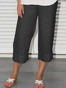 BERRYLOOK Casual Solid Color Loose Ninth Pants