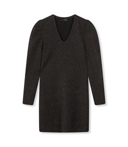 Refined Department Mira ladeis knitted lurex rib puff shoulder dress