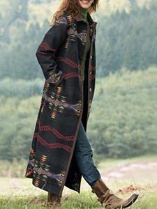 BERRYLOOK Casual Tribal Printed Long Sleeve Overcoat