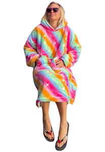 Badrock Luxe snuggie deken met hoodie - Rainbow