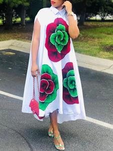 SaraMart VONDA Ms. Bohean Resort Sle Ba to Nature Serie Tament Übertrieben Großes Kleid t Blumendru Europäische und amerikanische Süße Reve Raglanärmel Design