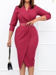 SaraMart Frauen Bodycon Kleider Elegante Büro Damen Slim V-Ausschnitt mit Taillengürtel Slim Classy Modest Workwear African Large Size Elastic