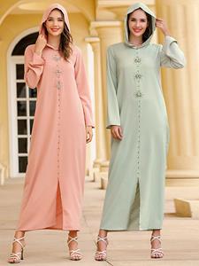 SaraMart Frauen Kaftan Kleid muslische Dubai arabische Abaya t Kapuze Strass Kleid islasche Kleidung
