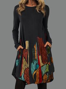 SaraMart Neues langärmliges Damenkleid im ethnischen Stil für Frühling und Herbst