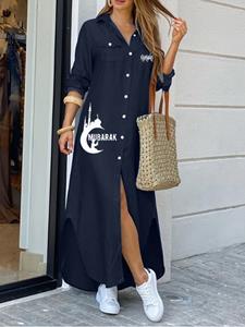 SaraMart Ramadan ZANZEA Damen Temperamentdruck im europäischen und amerikanischen Stil Modetrend elegantes Revers langärmelig locker vier Jahreszeiten können