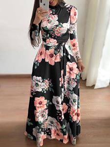 SaraMart Neuer Stil europäischer und amerikanischer Blumendru kurzärmeliges großes Kleid Damenbekleidung women