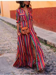 SaraMart Spot 2022 Neue grenzüberschreitende Amazonas-Außenhandel-Damenbekleidung Vierseitiges Stretch-gestreiftes bedrucktes Kleid One Piece Dropshipping