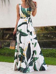 SaraMart Cela Frau im europäischen und amerikanischen Stil böhscher Feiertagsdrustil, der einch langer Ro ärmellose Westegürtelmode lose lässiges großes Kleid