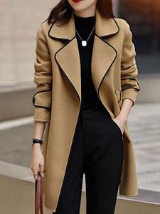 BERRYLOOK Solid Color Mid-length Coat Woolen Coat