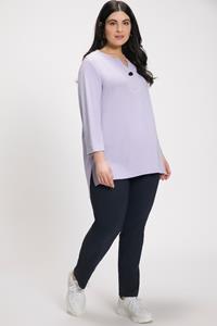 Ulla Popken Rundhalsshirt »Shirt Tunika-Ausschnitt Schmuckknopf A-Line Modal«