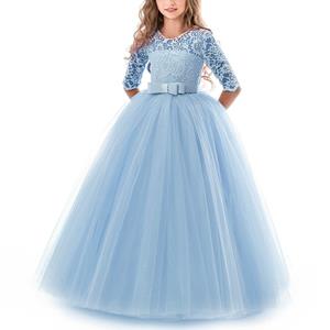Huismerk Meisjes Partij Jurk Kinderkleding Bruidsmeisje Wedding Flower Girl Princess Dress Hoogte:160cm (Sky Blue)