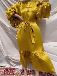 SaraMart Tunika Kleid mit Puffärmeln Dubai Elegantes langes Kleid
