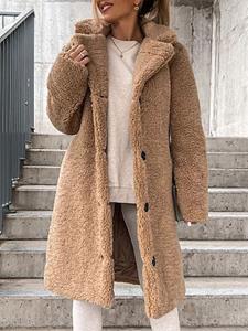 BERRYLOOK Casual Loose Solid Lamb Wool Single Breasted Coat