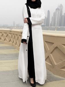 SaraMart ZANZ Damen muslischen Stil im arabischen Stil Hit-rbnähte Rundhalsausschnitt Langarnöpfe einches Tament Mode lose Freizeitkleid Robe große Größe ohne