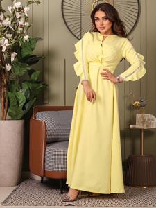 SaraMart Elegantes Kleid mit gelber Taille