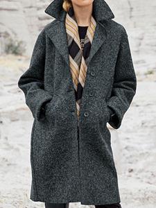 BERRYLOOK Casual Solid Color Lapel Long Sleeves Coat