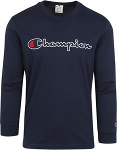 Champion Longsleeve T-Shirt Script Logo Navy Blau