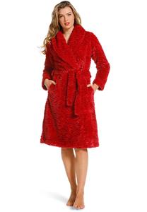 Pastunette Fake fur damesbadjas luxe - rood