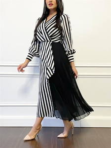SaraMart schwarz-weiß gestreiftes Kleid