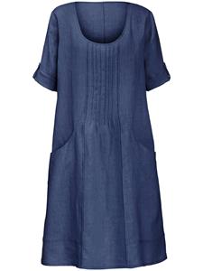 Kleid aus 100% Leinen 3/4-Arm Anna Aura blau 