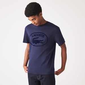 Lacoste Herren T-Shirt aus Baumwolle mit Ton-in-Ton Logo - Navy Blau 