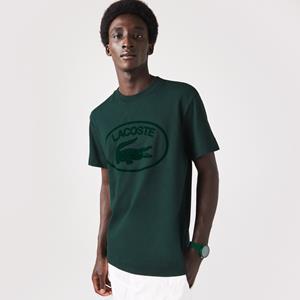 Lacoste Herren T-Shirt aus Baumwolle mit Ton-in-Ton Logo - Grün 